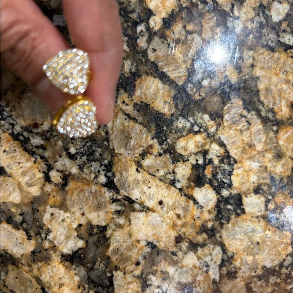 New Gold Plated Crystal Heart Studs